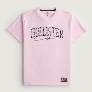 Hollister Light Pink Floral Graphic Print Relaxed Fit Men's T-Shirt Size M
